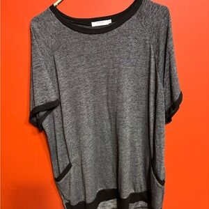 Max Studio Charcoal and Black Short Sleeve Top
